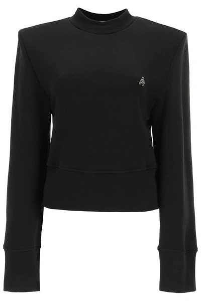 Shop Attico The  Structured Shoulder Sweatshirt In Black