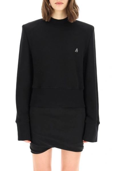 Shop Attico The  Structured Shoulder Sweatshirt In Black
