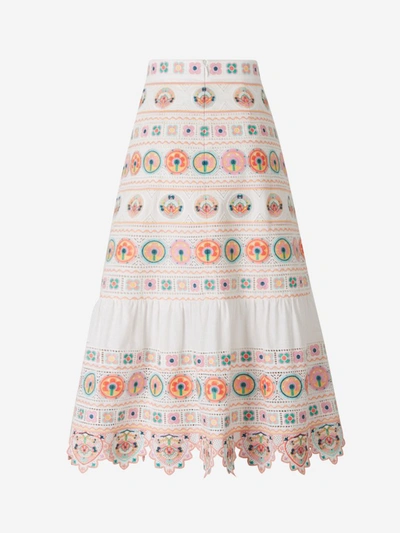 Shop Zimmermann Floral Embroidered Skirt In Multi