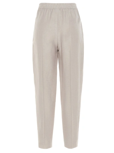Shop Agnona High Waisted Tapered Pants In Beige