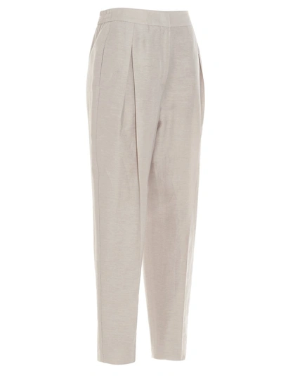 Shop Agnona High Waisted Tapered Pants In Beige