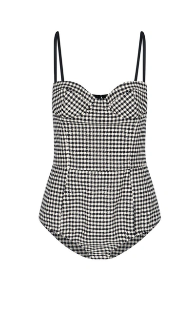 Shop Red Valentino Redvalentino Vichy Houndstooth Print Bodysuit In Multi