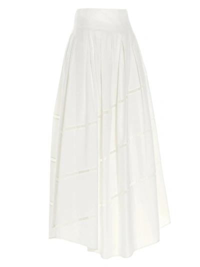 Shop Brunello Cucinelli Pleated Maxi Skirt In White