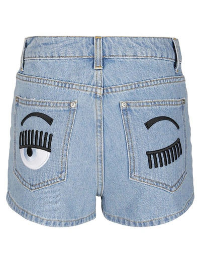 Shop Chiara Ferragni Logo Embroidered Shorts In Blue