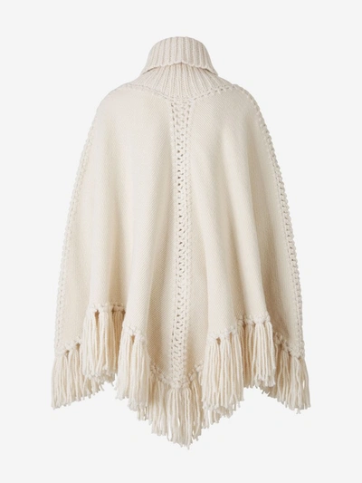 Shop Zimmermann Fringed Knitted Poncho In White