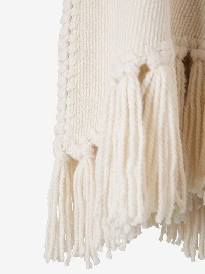 Shop Zimmermann Fringed Knitted Poncho In White