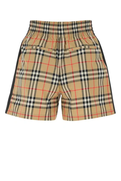 Shop Burberry Side Stripe Vintage Check Shorts In Beige