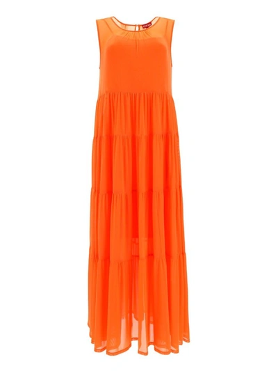 Shop Staud Benedetta Tiered Maxi Dress In Orange