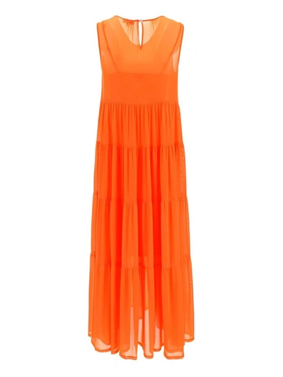 Shop Staud Benedetta Tiered Maxi Dress In Orange