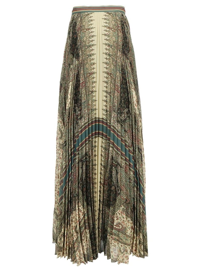 Shop Etro Pleated Paisley Print Skirt In Multi