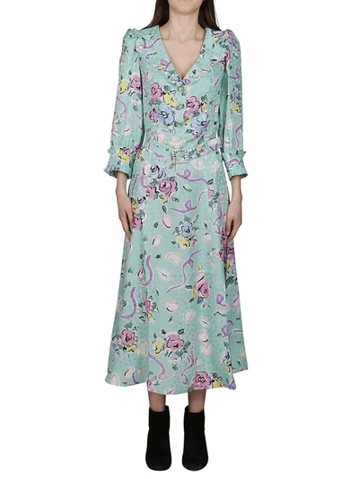 Shop Alessandra Rich Floral Printed Midi Dress In Multi