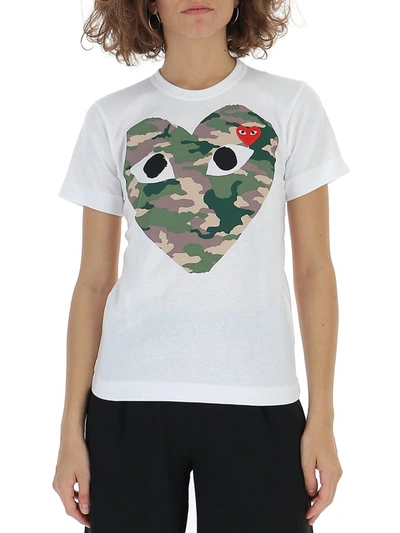Shop Comme Des Garçons Play Camouflage Heart T In White