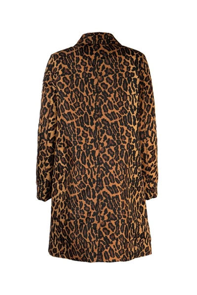 Shop Miu Miu Leopard Print Coat In Brown