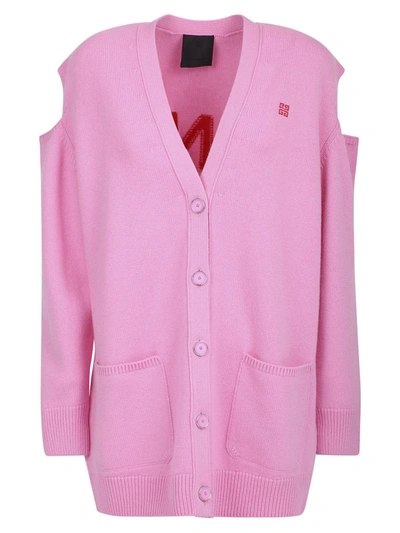 Cutout Jacquard-knit Wool And Cashmere-blend Cardigan In Pink