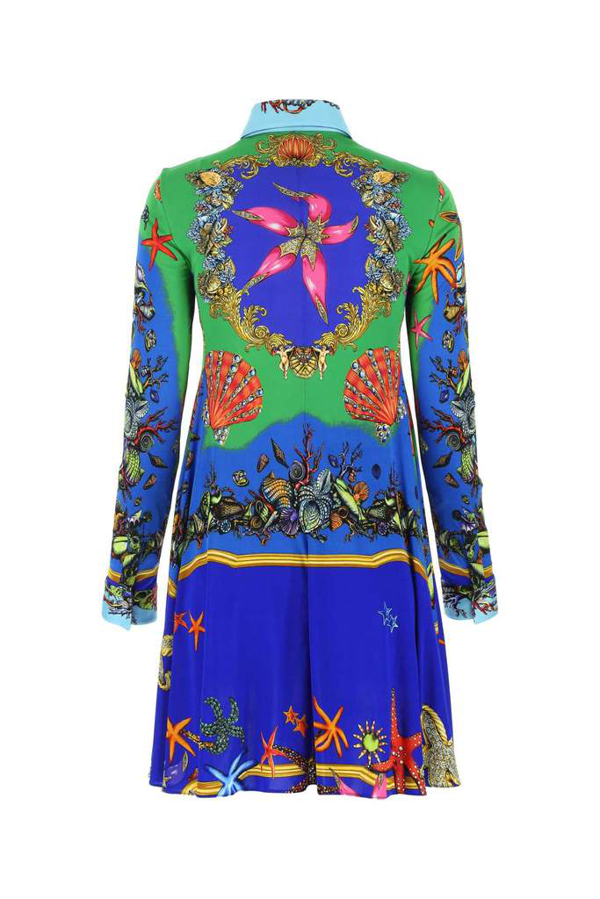 Versace Trésor De La Mer-print Shirt Dress In Blue | ModeSens