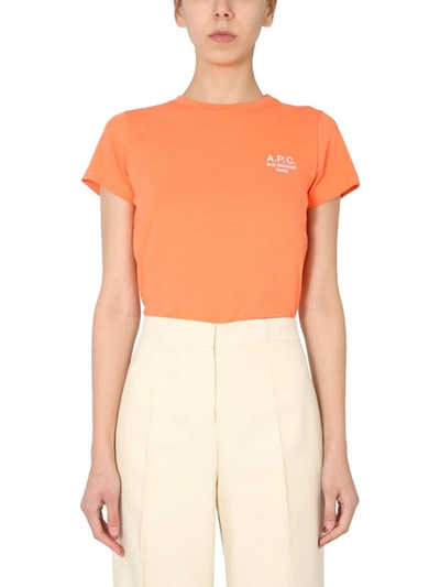 Shop Apc A.p.c. Denise Logo Embroidered Crewneck T In Orange