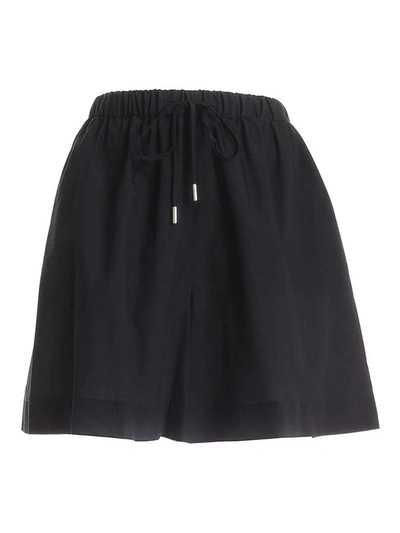 Shop Max Mara Beachwear Flared Drawstring Shorts In Black