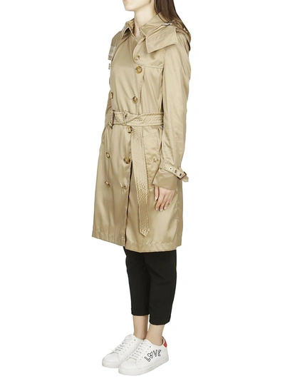 Shop Burberry Double Breasted Belted Trench Coat In Beige