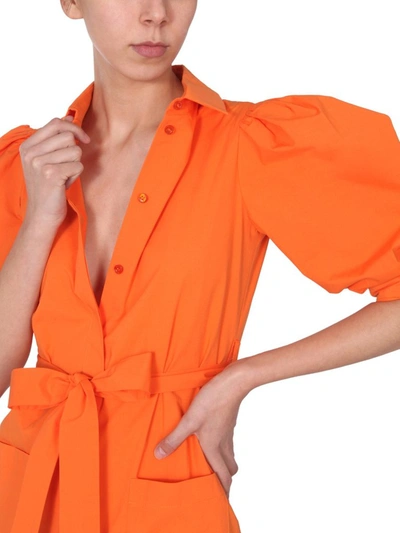 Shop Boutique Moschino Puff Sleeves Dress In Orange