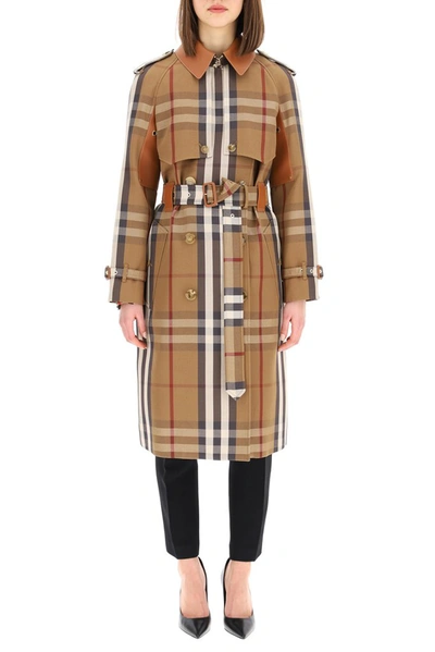 Shop Burberry Checked Belted Trench Coat In Multi