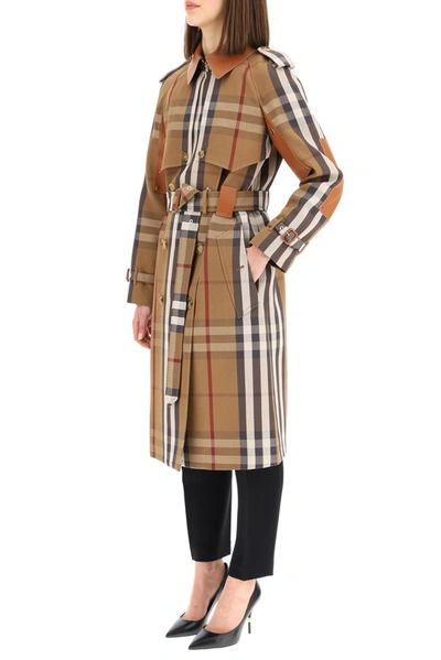 Shop Burberry Checked Belted Trench Coat In Multi