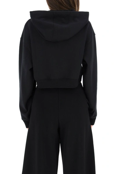 Shop Alessandra Rich Logo Embellished Drawstring Hoodie In Black