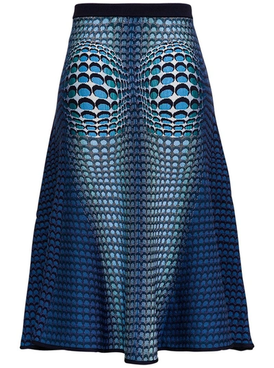 Shop Marine Serre Moonfish Skin Jacquard Midi Skirt In Blue