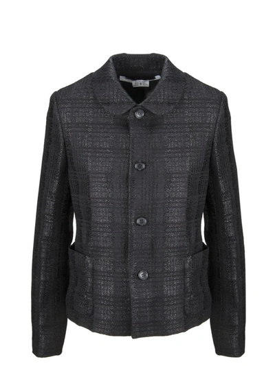 Shop Comme Des Garçons Comme Des Garçons Checked Jacquard Jacket In Black