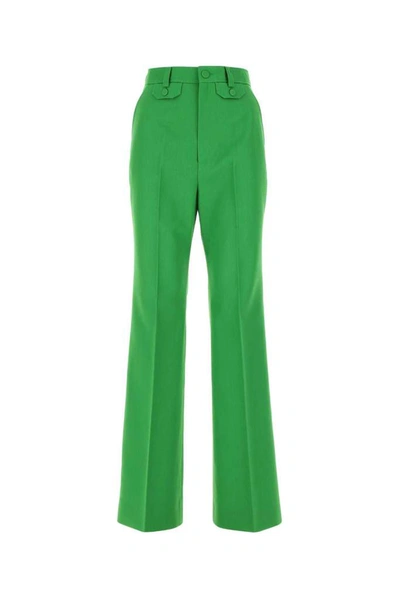 Shop Gucci Twill Flare Pants In Green