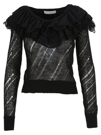 Shop Philosophy Di Lorenzo Serafini Ruffle Trimmed Sweater In Black