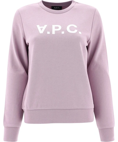 Shop Apc A.p.c. Viva Logo Flocked Sweatshirt In Purple
