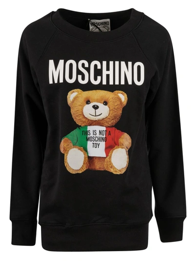 Shop Moschino Italian Teddy Sweatshirt In Black