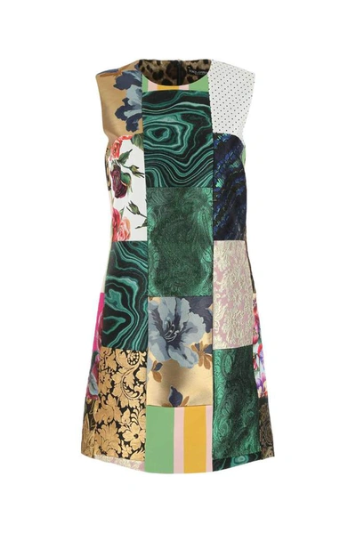 Shop Dolce & Gabbana Sleeveless Patchwork Jacquard Dress In Multi