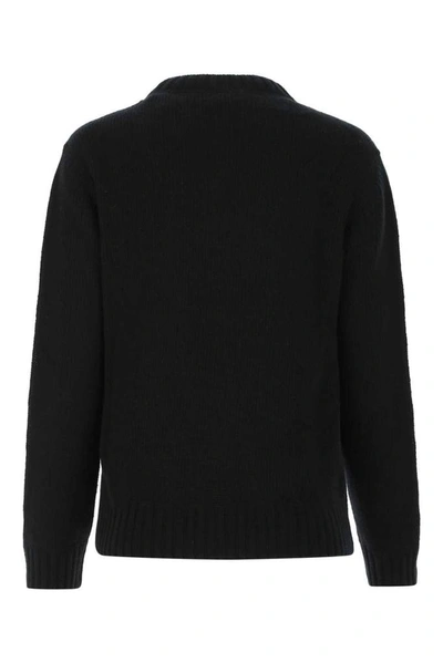 Shop Prada Logo Crewneck Sweater In Black