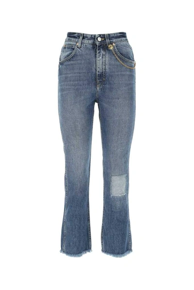 Shop Givenchy Chain Detail Cropped Jeans In Blue
