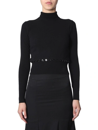 Shop Alexander Mcqueen Button Detail Knitted Top In Black