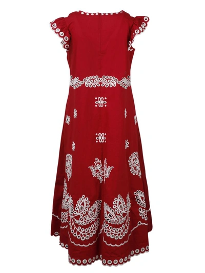 Shop Red Valentino Redvalentino Sangallo Embroidered Midi Dress