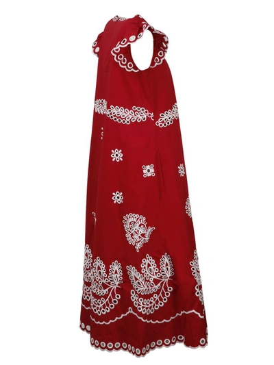 Shop Red Valentino Redvalentino Sangallo Embroidered Midi Dress