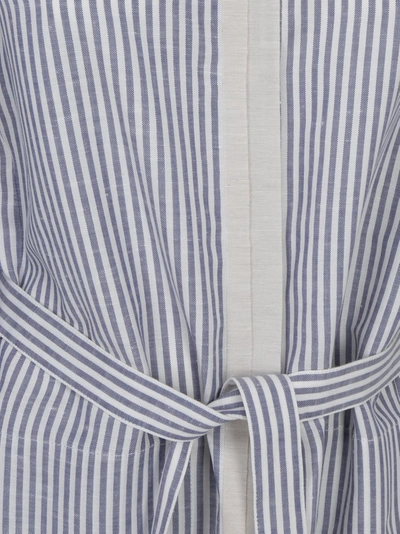 Shop Agnona Striped Belted Shirt Dress In Multi
