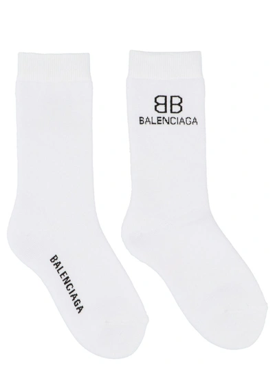 Shop Balenciaga Bb Crew Socks In White