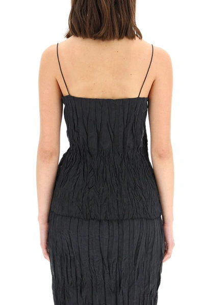 Shop Totême Crinkled Slip Top In Black