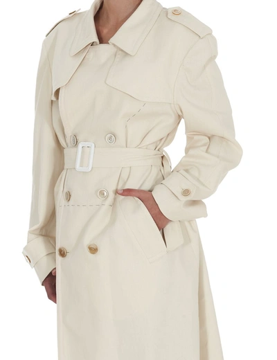 Shop Maison Margiela Belted Trench Coat In White