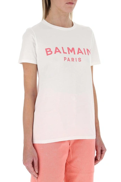 Shop Balmain Logo Printed T In White