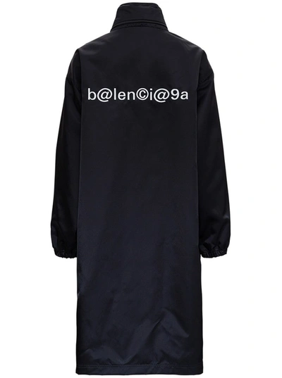 Shop Balenciaga Logo Printed Raincoat In Black