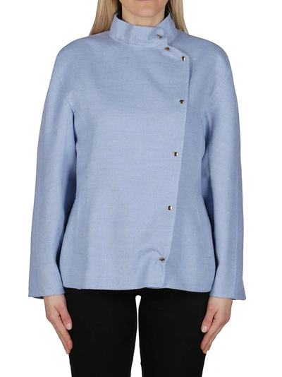 Shop Agnona Asymmetric Buttoned Jacket In Blue