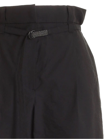 Shop Brunello Cucinelli Belted High Waisted Pants In Black