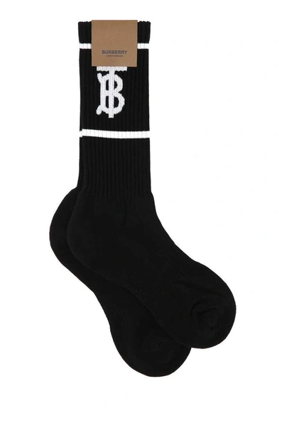Shop Burberry Tb Logo Socks In Black