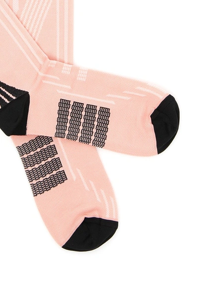 Shop Prada Intarsia Long Socks In Pink