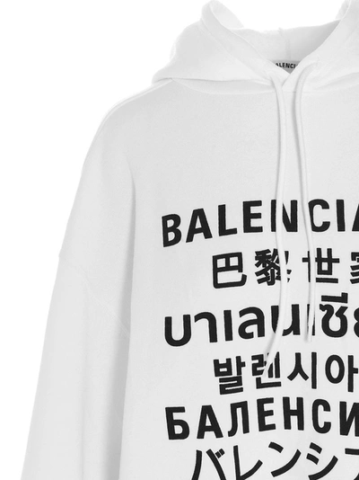 Shop Balenciaga Languages Print Hoodie In White