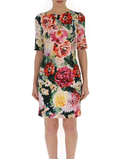 Shop Dolce & Gabbana Floral Print Mini Dress In Multi